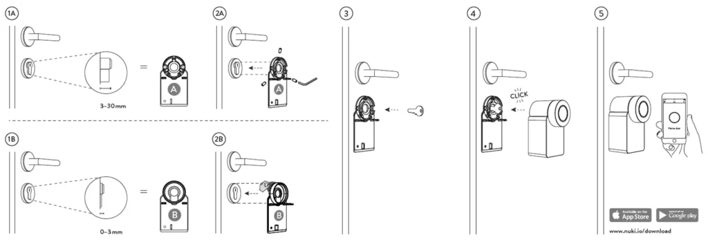 Proceso de instalación de la cerradura inteligente Nuki Smart Lock 3.0 Pro.