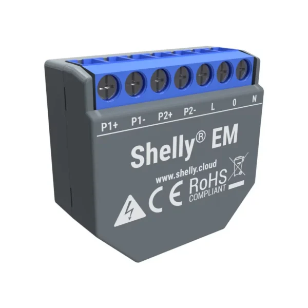 Shelly - Contador de energía monofásico WIFI Shelly EM (+ 2 pinzas de 50A)