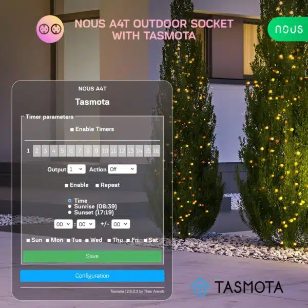 Nous - Enchufe inteligente exterior Tasmota + Medición de consumo A4T - Imagen 4