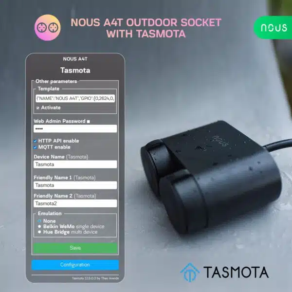 Nous - Enchufe inteligente exterior Tasmota + Medición de consumo A4T - Imagen 5