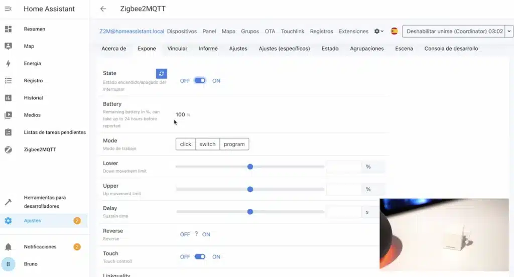 ZS-FB-V3-MS: Fingerbot Moes Zigbee compatible Tuya y Zigbee2MQTT