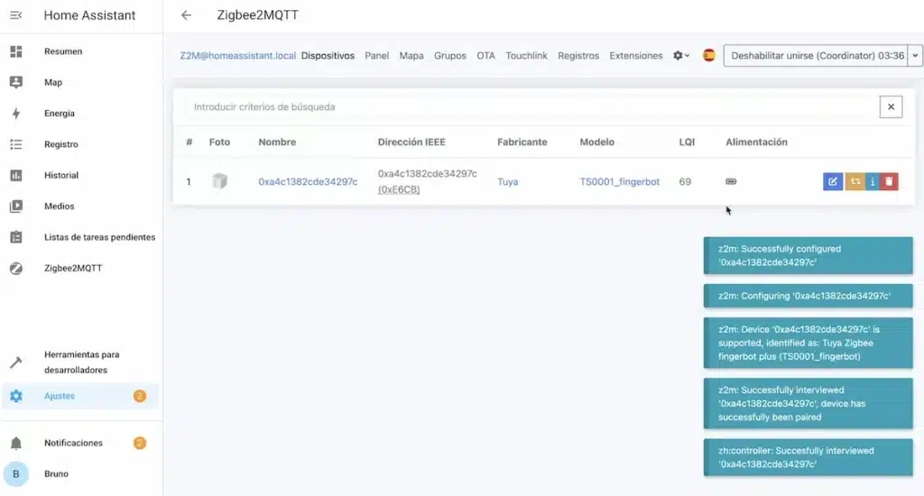 ZS-FB-V3-MS: Fingerbot Moes Zigbee compatible Tuya y Zigbee2MQTT