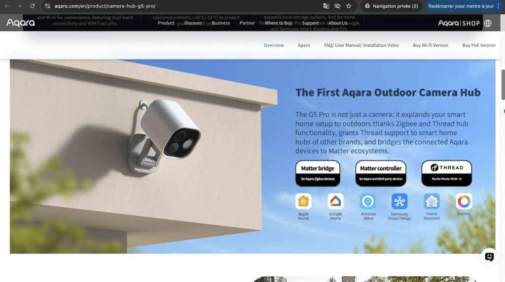 Aqara Camera Hub G5 Pro: Zigbee, Matter, Thread, IA Local in RTSP