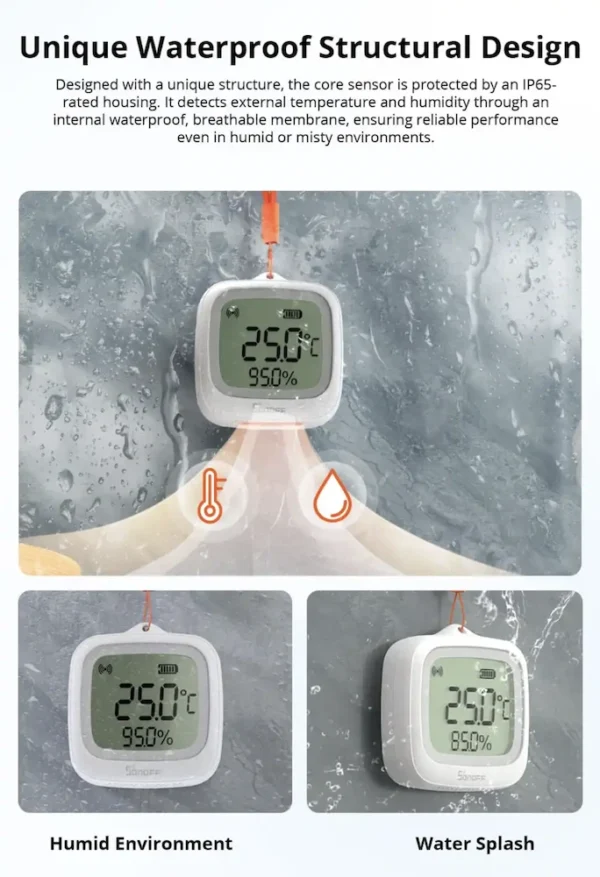 Sonoff - Sensor de temperatura y humedad Zigbee con pantalla IP65 SNZB-02WD - Imagen 4