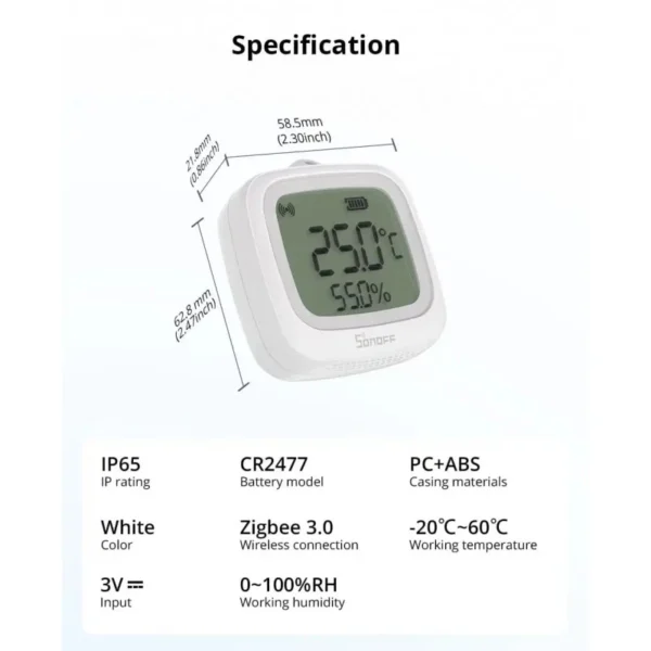 Sonoff - Sensor de temperatura y humedad Zigbee con pantalla IP65 SNZB-02WD - Imagen 9