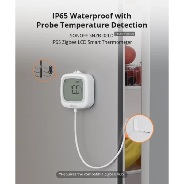 Sonoff - Sensor de temperatura Zigbee con pantalla y cable remoto IP65 SNZB-02LD - Imagen 8