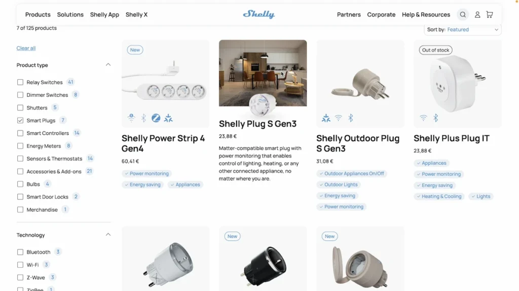 Shelly Power Strip Gen4: Zigbee, Wifi, Bluetooth and Matter power strips
